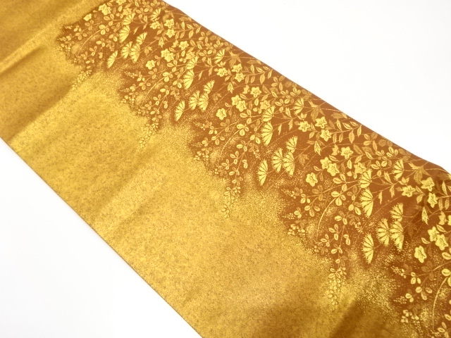 JAPANESE FUKURO OBI / WOVEN AUTUMN FLOWERS